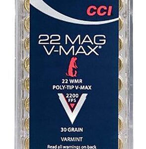CCI 0073 Varmint 22 Mag 30 gr V-Max Polymer Tip 50 Bx/ 40 Cs