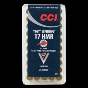 CCI Ammunition Varmint TNT Green Brass .17 HMR 16-Grain 50-Rounds HP